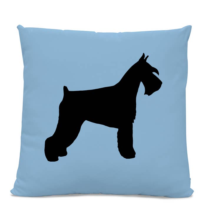 Schnauzer Silhouette Pillow 18" X 18" Cotton Twill for wholesale by Sophisticated Pup