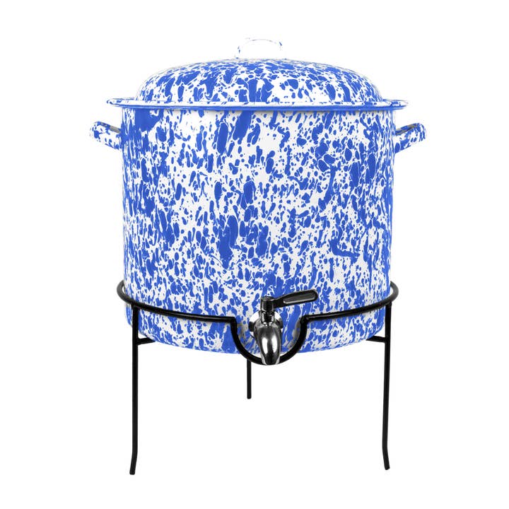 Crow Canyon Home - Wholesale Drink Dispenser - Splatter Enamelware Beverage Dispenser with Stand