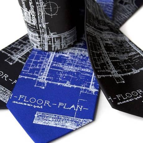 Cyberoptix Tie Lab - Wholesale Necktie - Men's - Blueprint Necktie. Detroit's Cass Tech Silk Tie