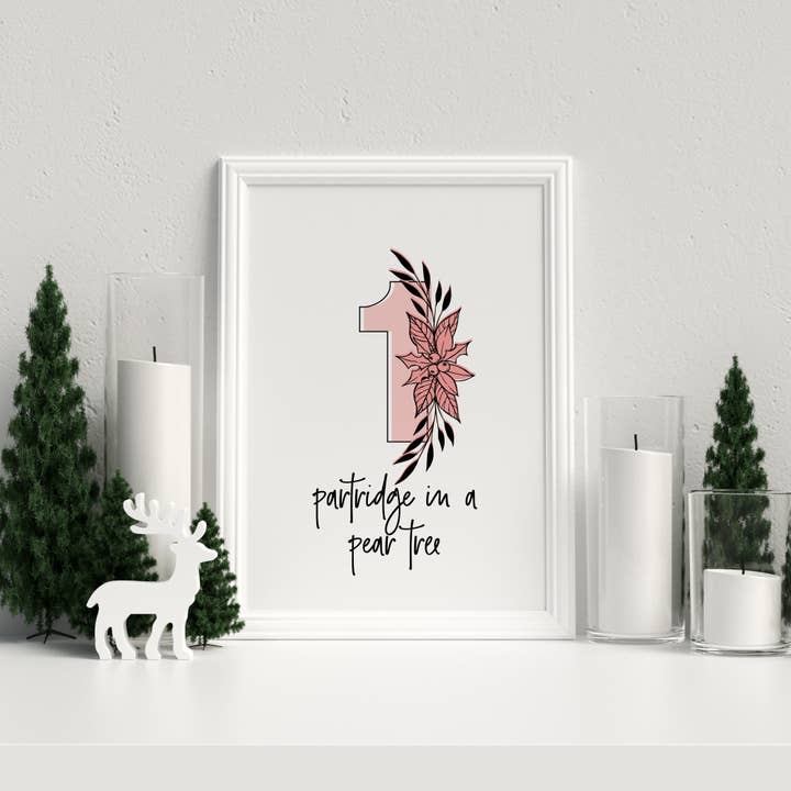 The 12 Days of Christmas art prints | Pink and Green for wholesale by Paperfinch Design
