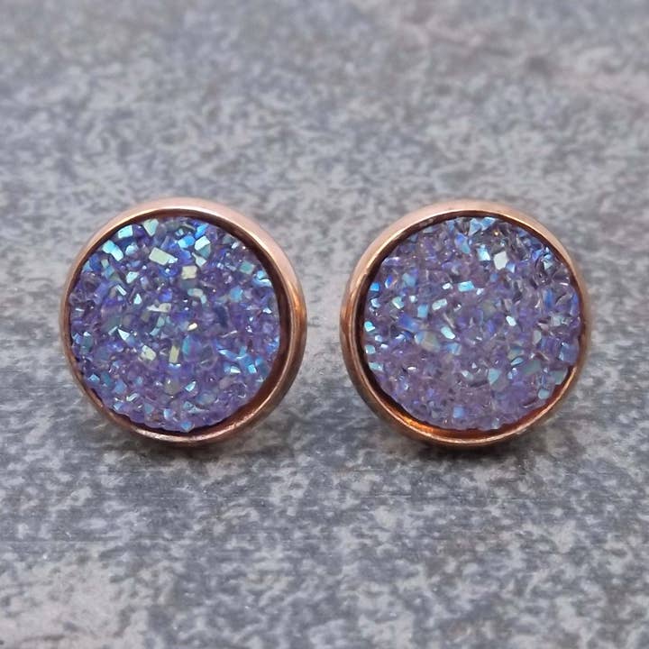 Bijoux Too - Resin Druzy and Rose Gold Earrings for wholesale by Felicity Jewelry Designs
