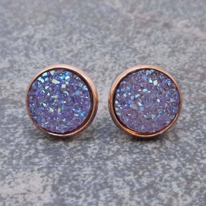Bijoux Too - Resin Druzy and Rose Gold Earrings for wholesale by Felicity Jewelry Designs