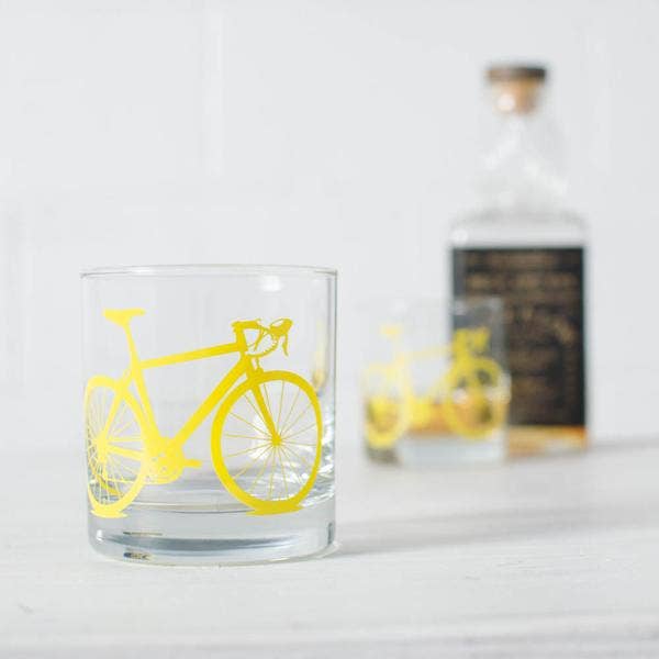 Vital Industries - Wholesale Cocktail/Liquor Glass - Bicycle Rocks Glasses, screen printed bike9