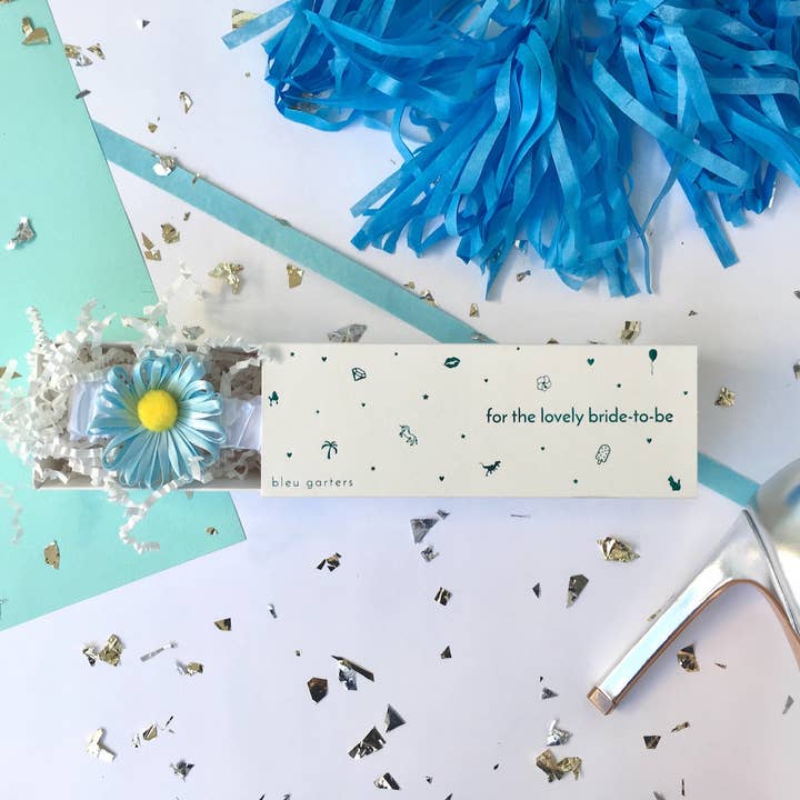 Bleu Garters - Venta al por mayor Liguero - Mujer - Liguero de flores de satén azul con liga