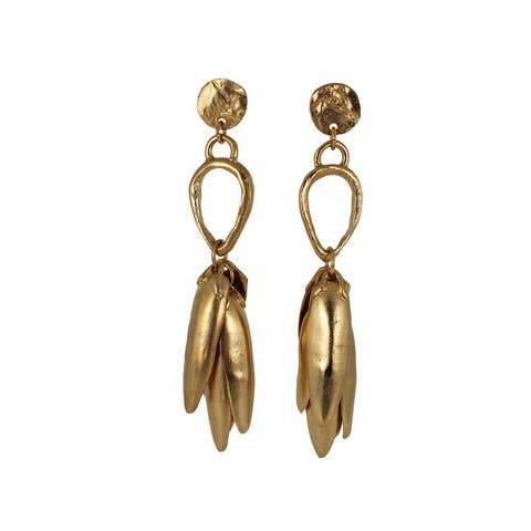 The Pleasure of Your Garden Metal Beetle Wing Earrings for wholesale by Lingua Nigra