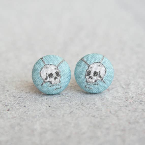 Rachel O's - Wholesale Stud/Post Earrings - Knit or Die Fabric Button Earrings0