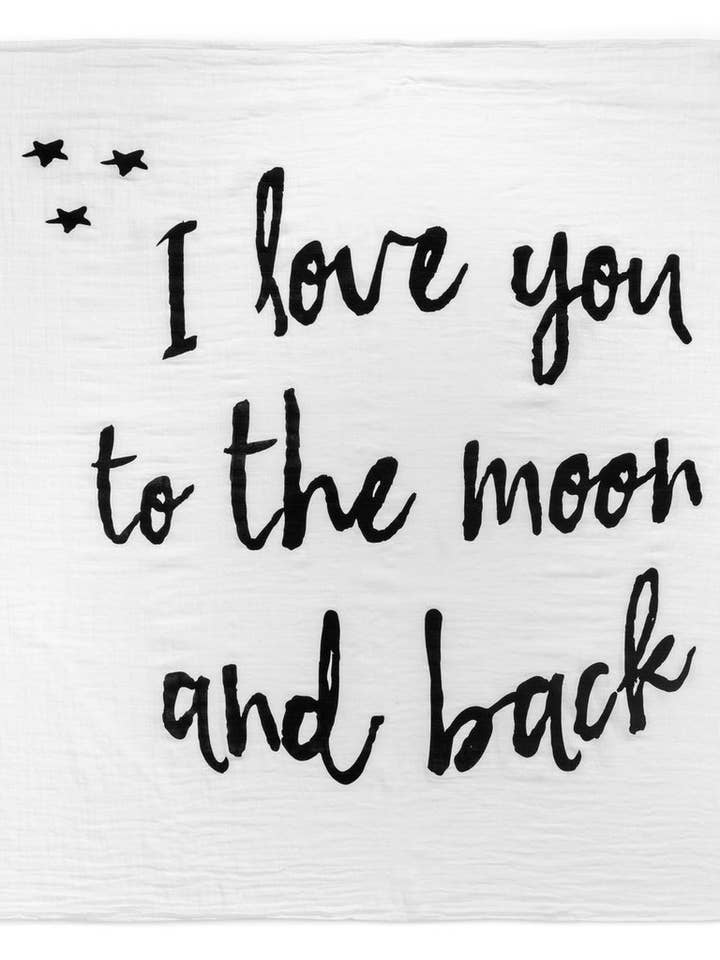 Organic Swaddle Blanket- I love you to the Moon and Back for wholesale by Modern Burlap