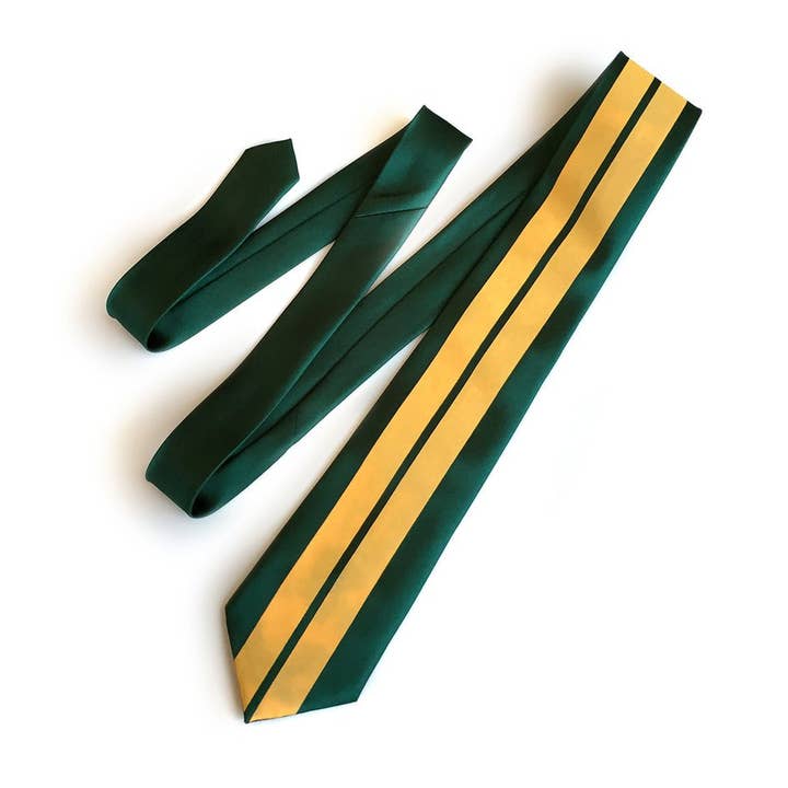 Racing Stripes: British Racing Green Microfiber Necktie for wholesale by Cyberoptix Tie Lab