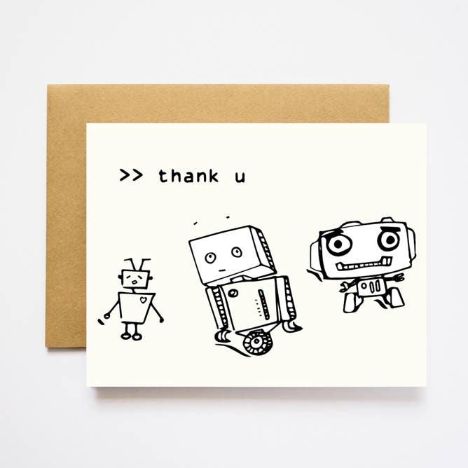 ILOOTPAPERIE - Wholesale Thank You Card - Robot Thank You Greeting Card0