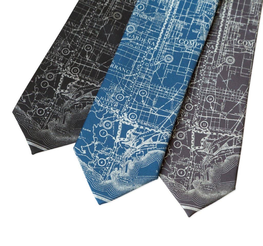 Cyberoptix Tie Lab - Wholesale Necktie - Men's - Los Angeles Map Necktie. Old California Map Print Tie3