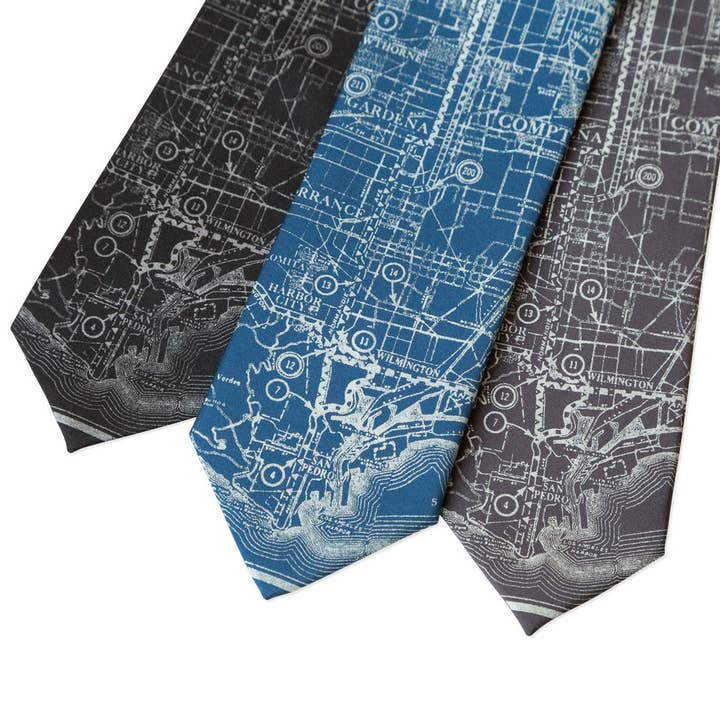 Cyberoptix Tie Lab - Wholesale Necktie - Men's - Los Angeles Map Necktie. Old California Map Print Tie3