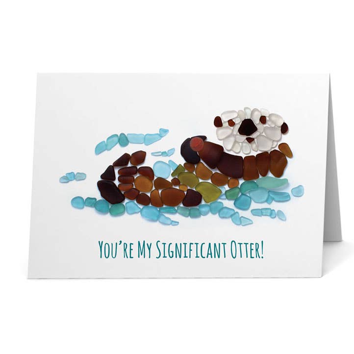 Significant Otter Valentines Day Greeting Card Stock Vector
