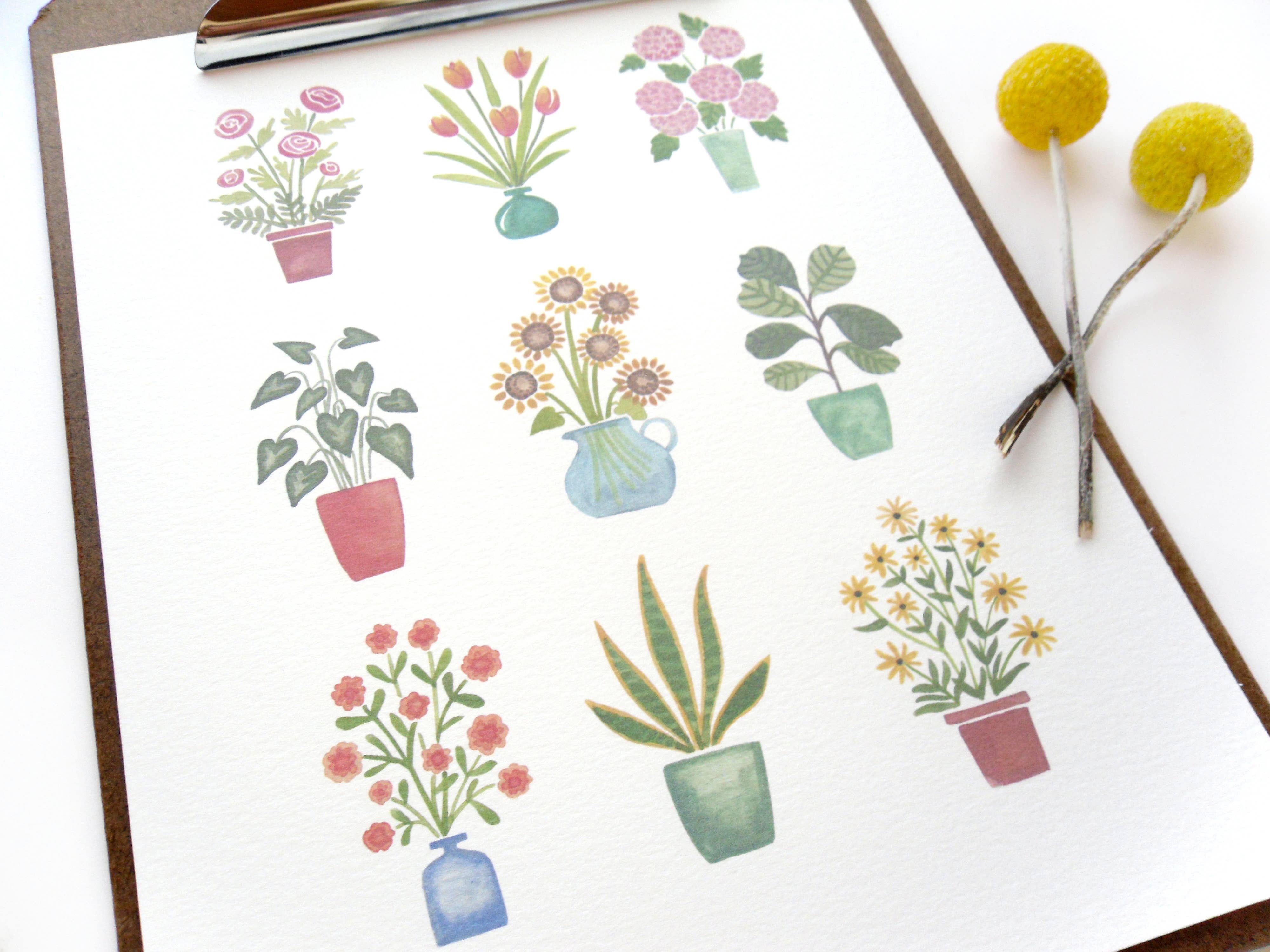 Sketchy Notions - Wholesale Art Print - Mini Flower Garden Print1