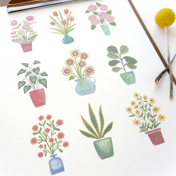 Sketchy Notions - Wholesale Art Print - Mini Flower Garden Print1