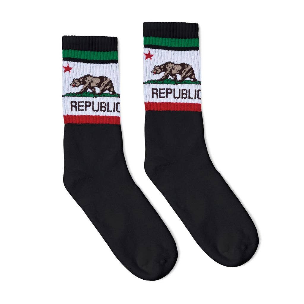 SOCCO - Vente Chaussettes – unisexe - SOCCO Cali Bear Crew | Noir