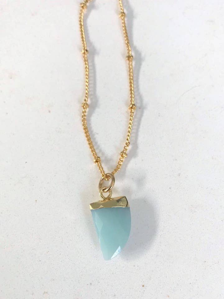 Mini Amazonite Horn Necklace for wholesale by YIMI Jewelry