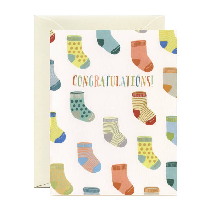 Yeppie Paper - Wholesale Congratulations Card - Baby Socks Baby Shower Congratulations Card