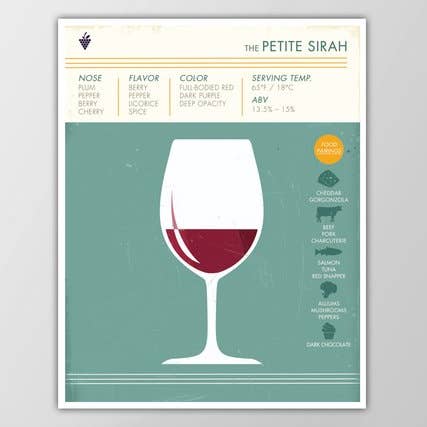 11” x 14” Petite Sirah Wine Art Print for wholesale by The National Anthem