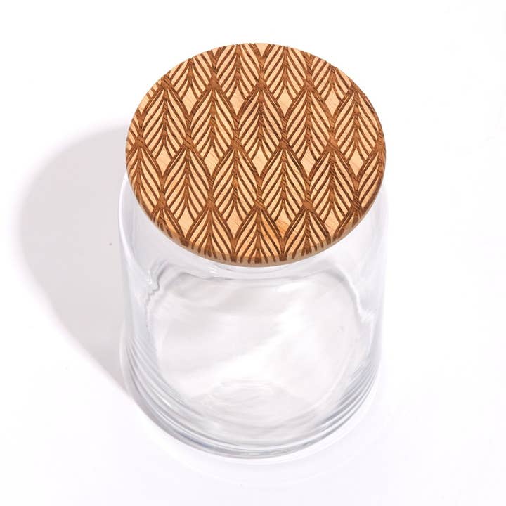 Braid Wood Lid Glass Jar for wholesale by Lucca