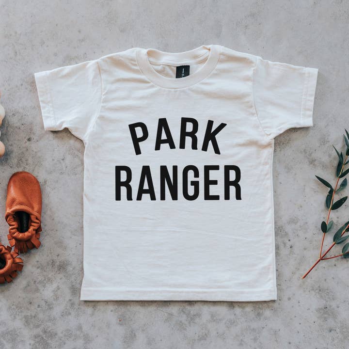 Gladfolk - Wholesale Screen Printed T-Shirt - Kids - Park Ranger Cream Organic Kids Tee0