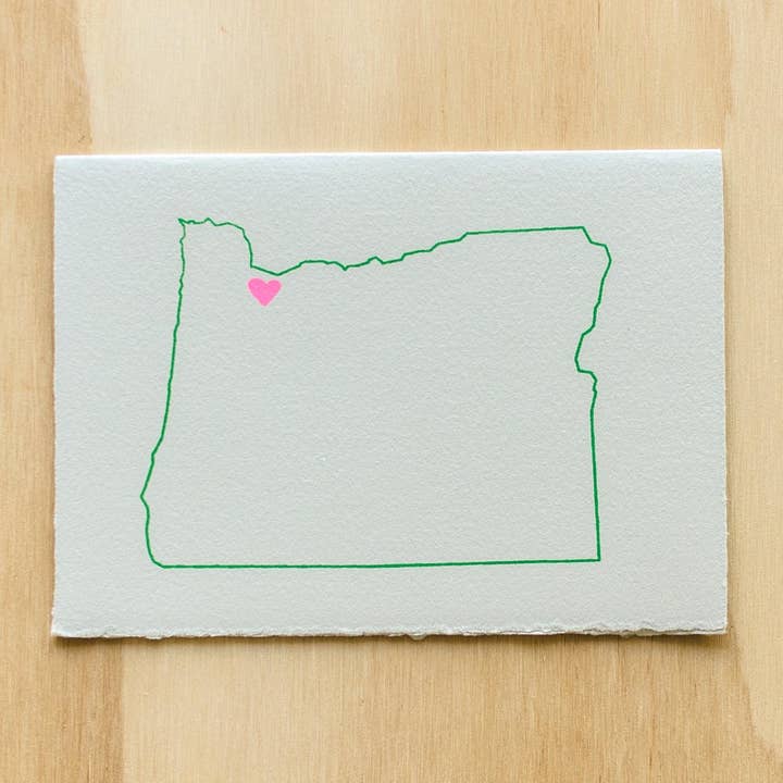 OREGON MAP GREETING CARD for wholesale by Alphabet Studios