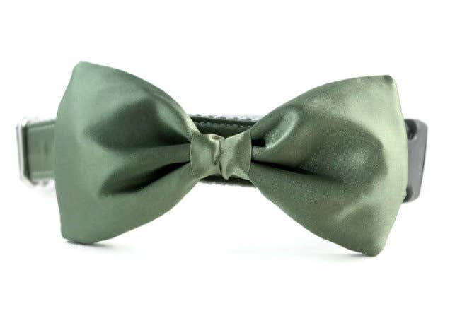 Sophisticated Pup - Wholesale Pet Collar - Dog - Olive Green Satin Bow Tie Dog Collar XLarge0