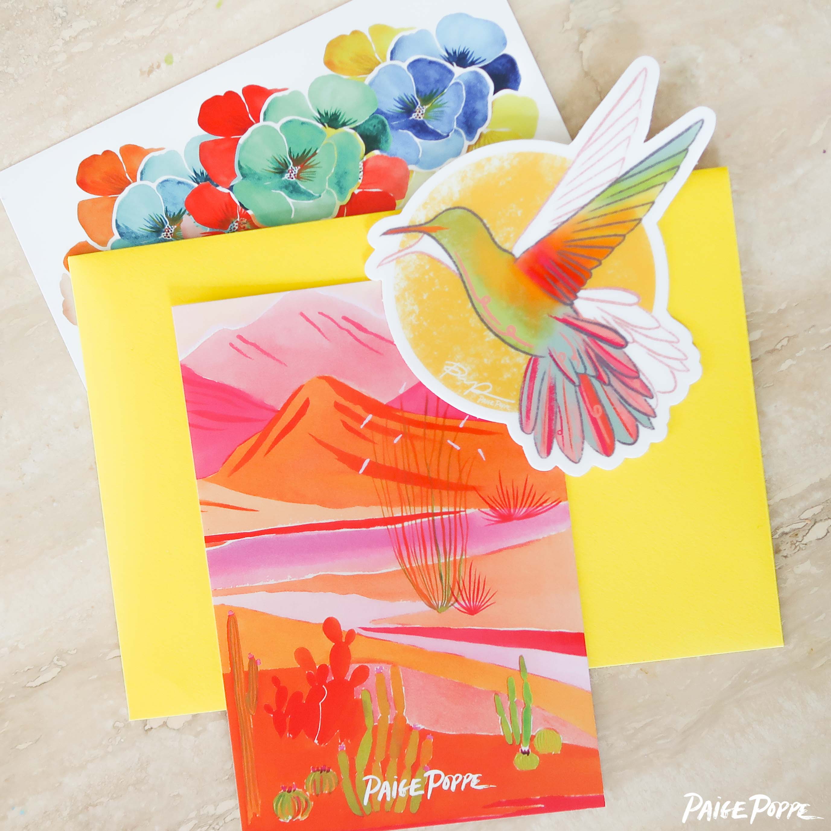 Paige Poppe Art - Wholesale Sticker - "Sunshine Hummingbird" Sticker5