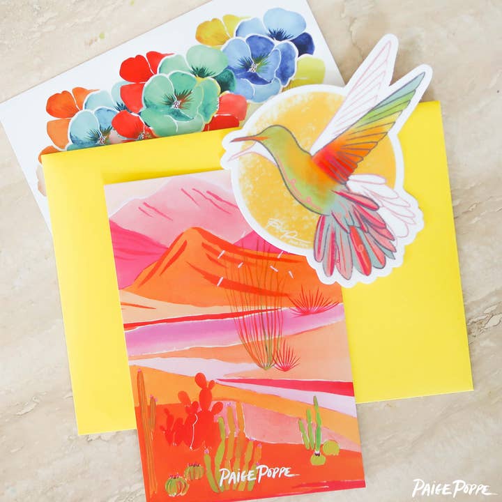 Paige Poppe Art - Wholesale Sticker - "Sunshine Hummingbird" Sticker5
