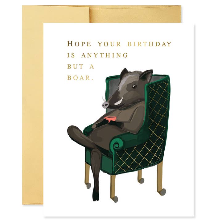 Birthday Boar Card for wholesale by Good Juju Ink