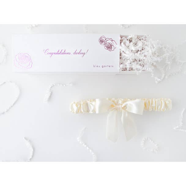 Ivory Satin Bow Garter for wholesale by Bleu Garters