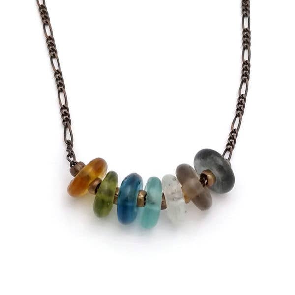 Krobo Recycled Glass and Brass Necklace #KBNecklace for wholesale by Soasa Designs