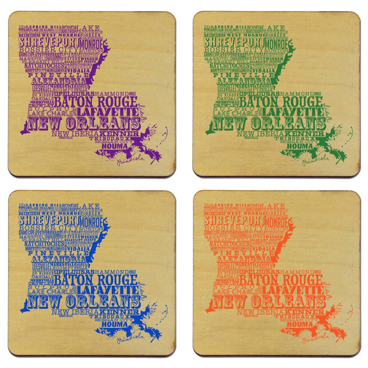 Torched Products - Wholesale Coasters - State Typography Coaster- Set of 419