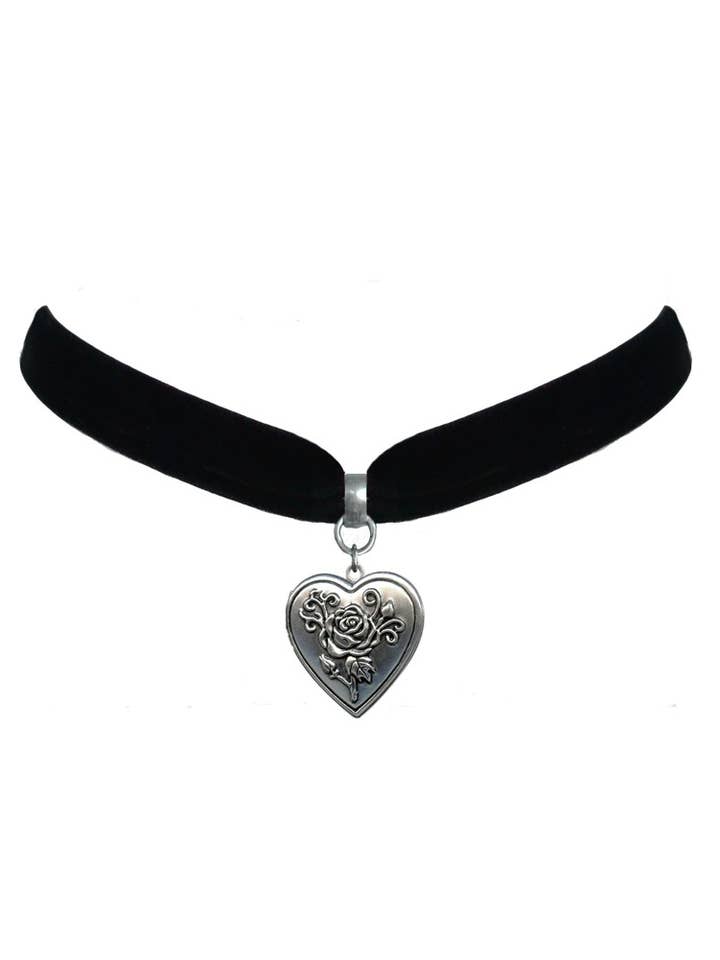 Collana girocollo con ciondolo a cuore in velluto retrò per la vendita all'ingrosso da parte di Classic Hardware