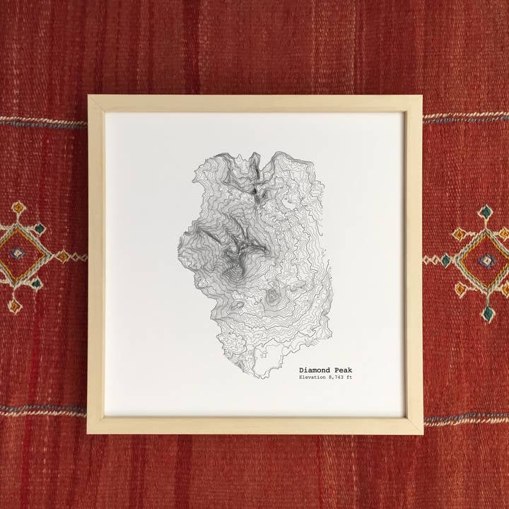 Tim Plus April - Wholesale Art Print - 12'' x 12'' Diamond Peak Oregon Topographic Map Art Print