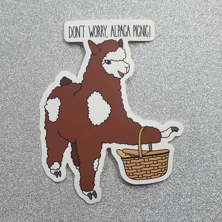 Alpaca Picnic Vinyl Sticker for wholesale by These Things
