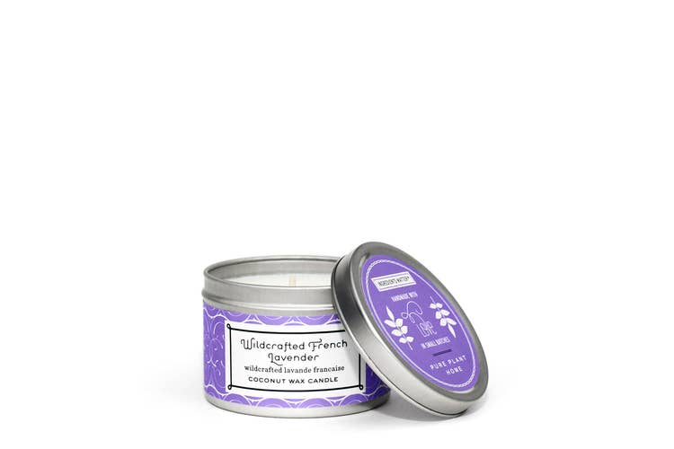 Pure Plant Home – Großhandel Reisekerzen – Kleine Silberdose, 3 Unzen, Wildgefertigtes französisches Lavendel-Kokosnuss-Wachs