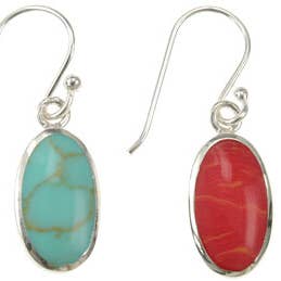 Boucle d'oreille ovale turquoise pour la vente par Indigo Sterling Silver