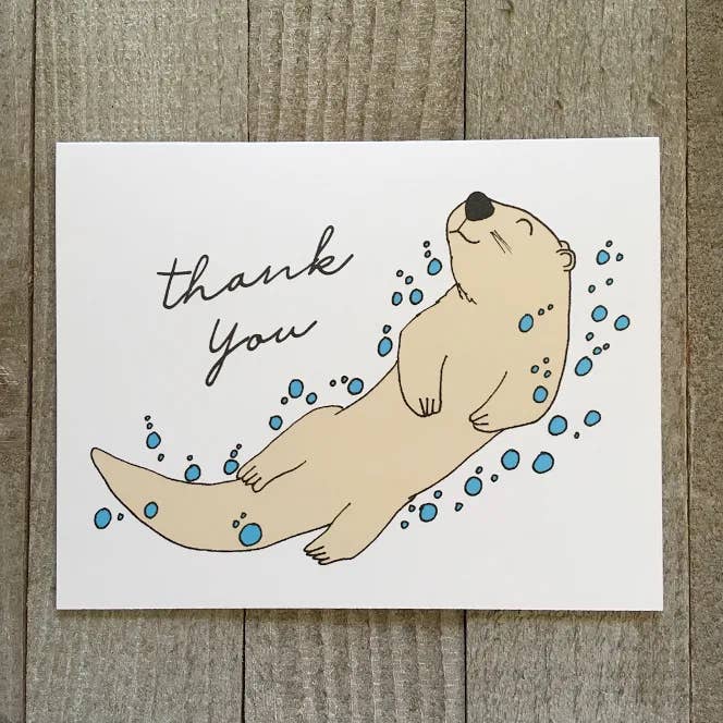 Otter Thank You Card for wholesale by Ink Delights