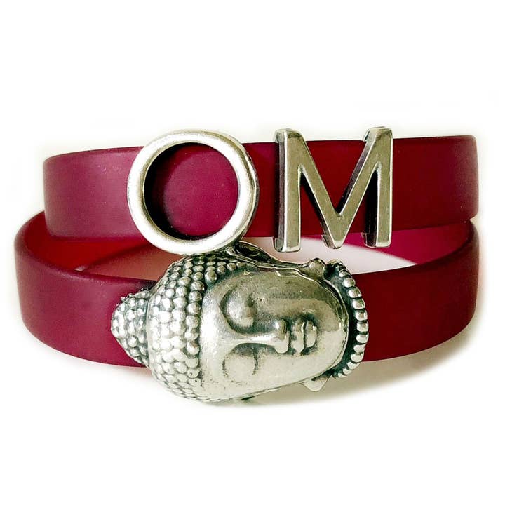 Zilver - Grote Boeddha en Om Vegan Armband voor wholesale door LIVE AHA