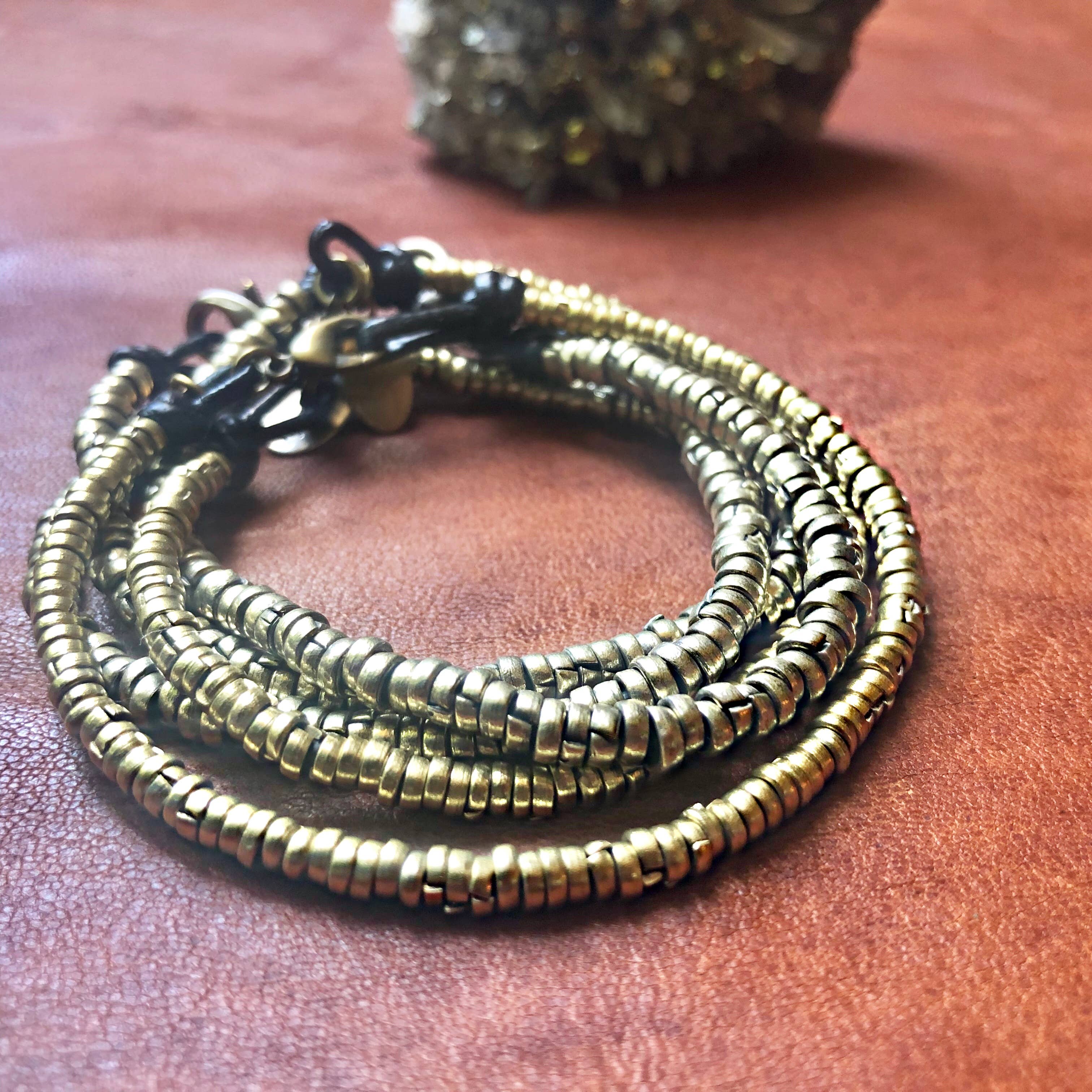 ASTALI - Wholesale Beaded Bracelet - Heishi Bead Bracelet - Brass/Silver Metal Bead Bracelet6