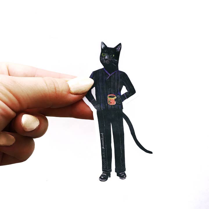 Pergamo Paper Goods – wholesale Sticker – Black Cat Black Coffee Sticker2