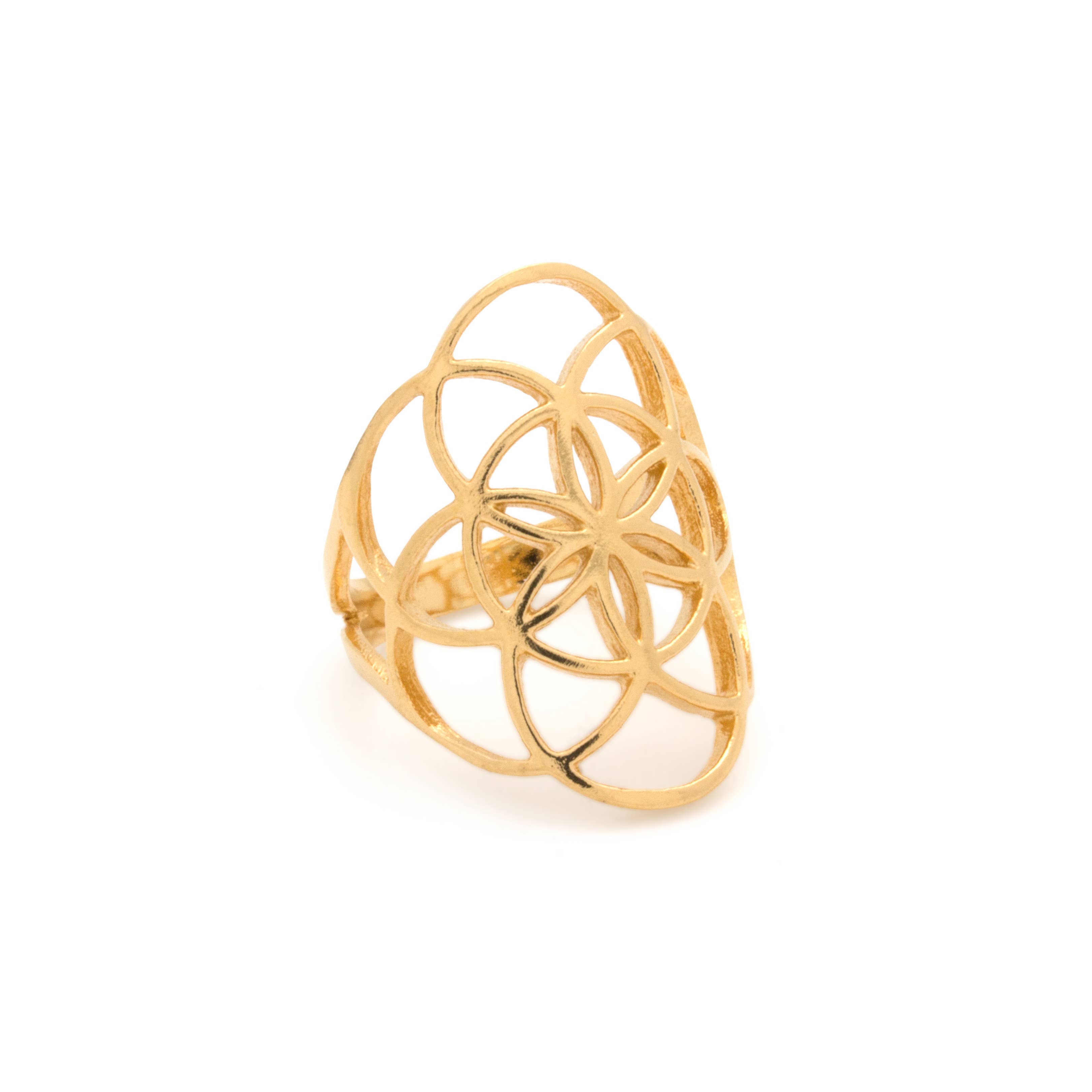 Hiouchi Jewels | Rose & Bolt Grateful Dead Jewelry - Wholesale Cocktail/Statement Ring - Seed of Life Ring | Gold0
