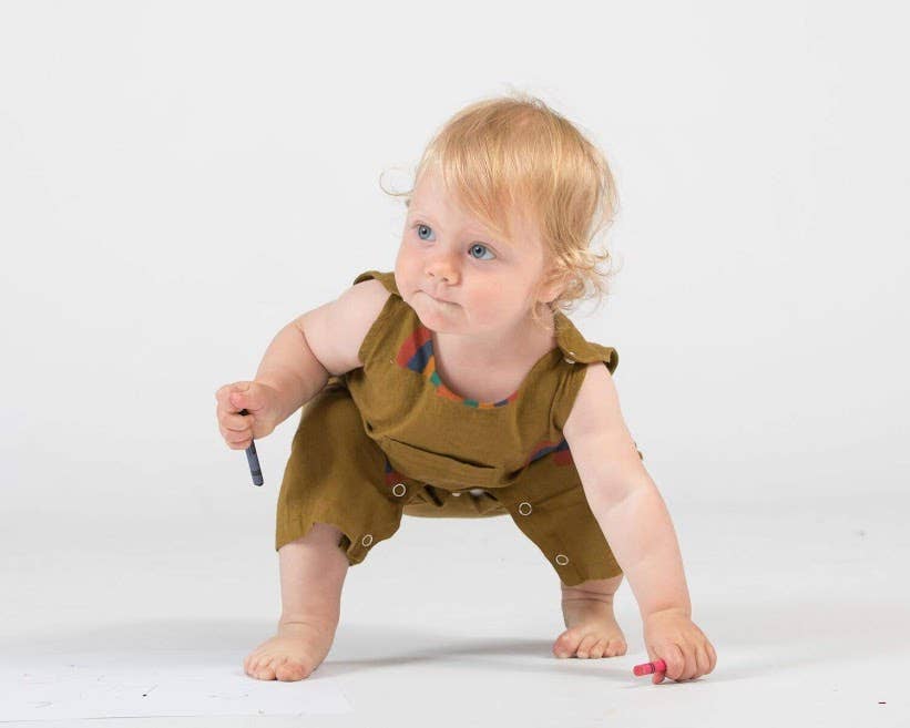 Akshu and Ing - Wholesale Jumpsuit - Baby - Mustard Rainbow Romper2