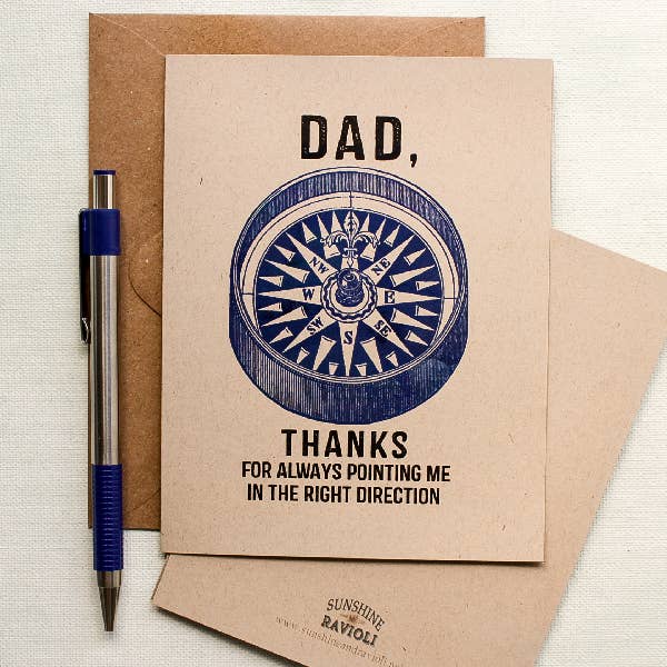 Thanks Papa Carte boussole pour la vente par Sunshine and Ravioli