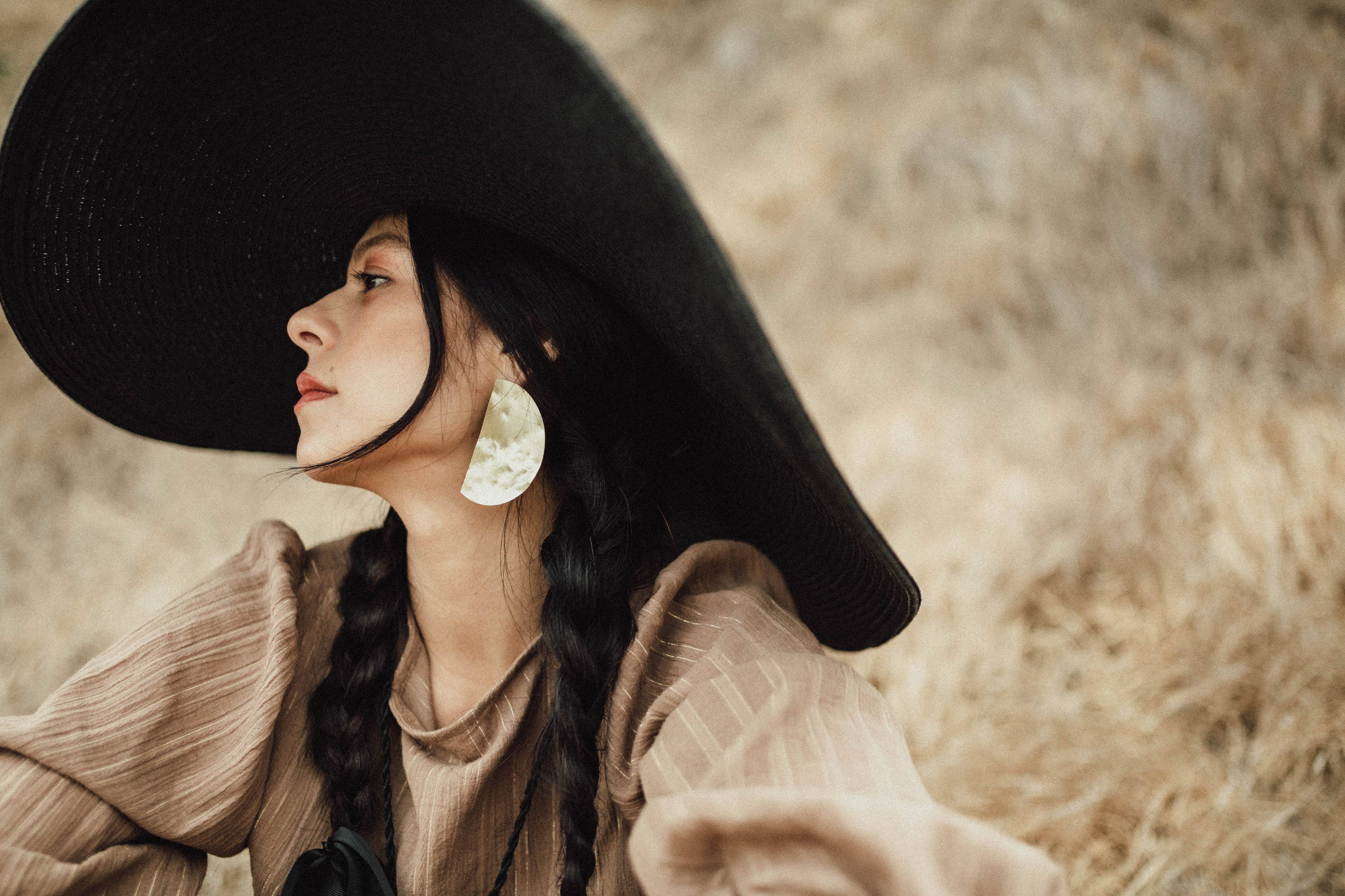 LUNASOL - Wholesale Dangle Earrings - Textured Brass Earrings // Lunar Post Earrings - LARGE3