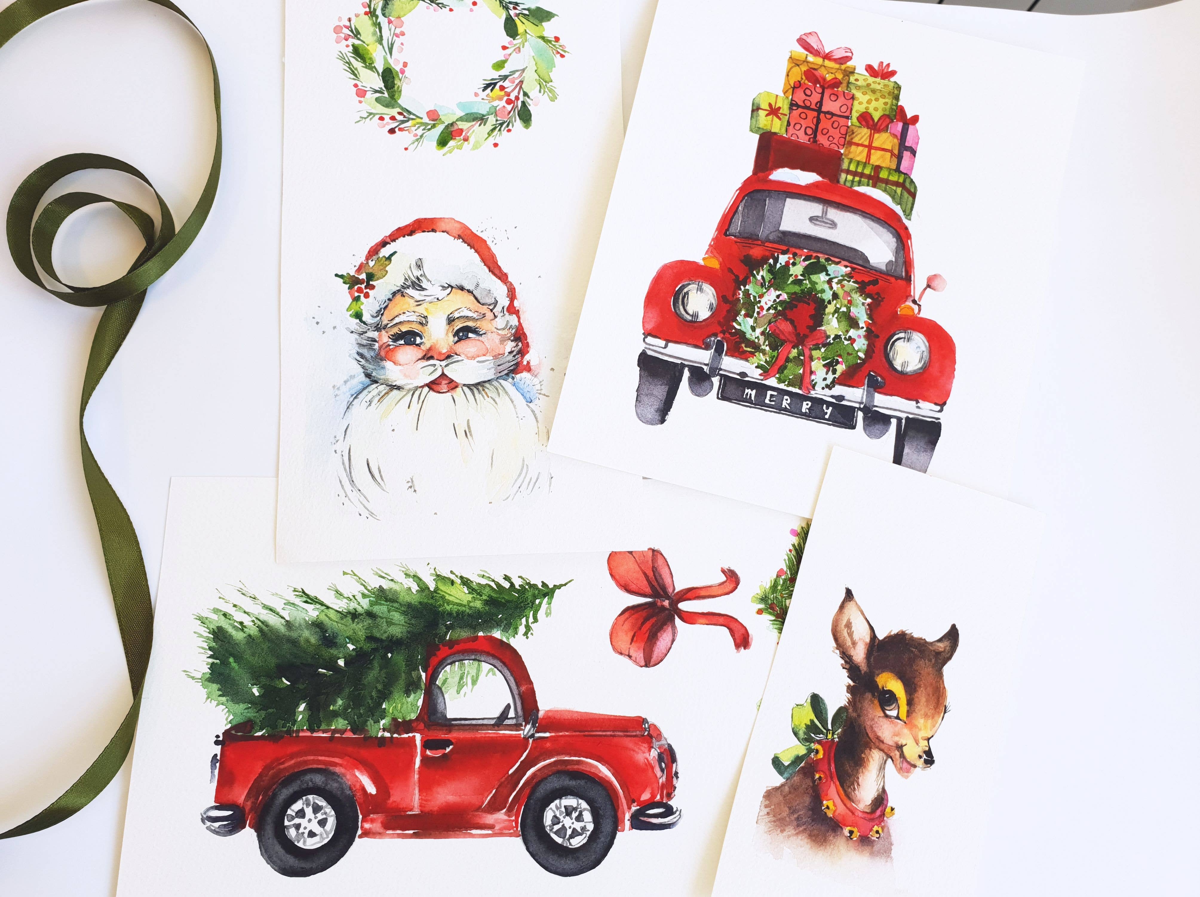 Ivy and Sage Market – wholesale Throw pillow cover – Christmas-Wreath Watercolor-Pillow Cover1