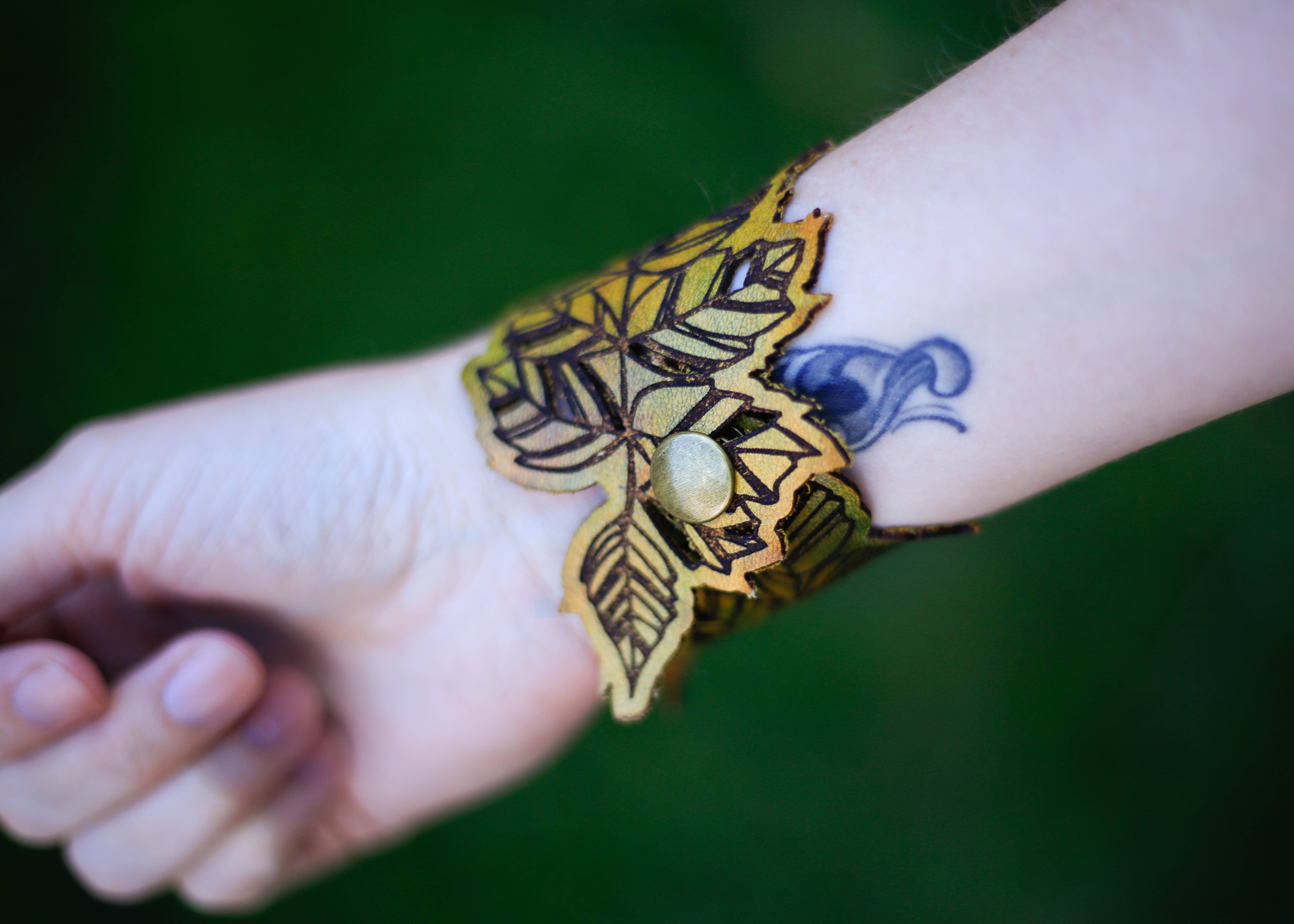 Buzzing Bird Studios, LLC - Wholesale Cuff Bracelet - Leather Leaf Cuff1