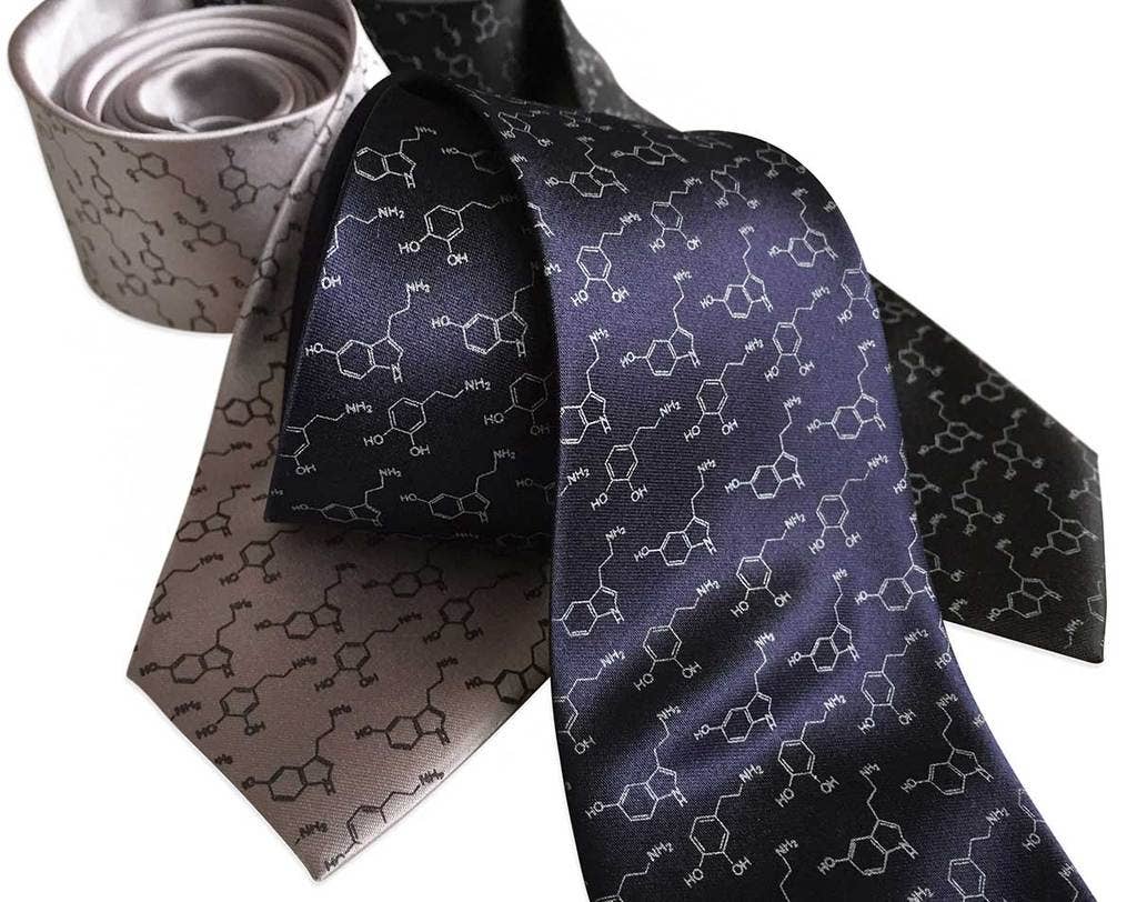 Cyberoptix Tie Lab - Wholesale Necktie - Men's - Serotonin & Dopamine Necktie, Happiness Molecules Tie2