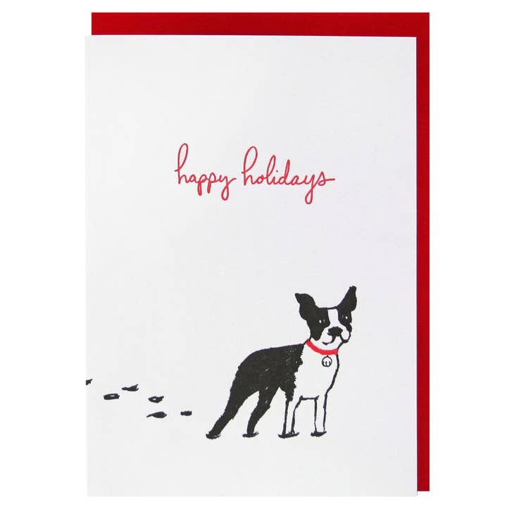 Boston Terrier Holiday Card for wholesale by Smudge Ink