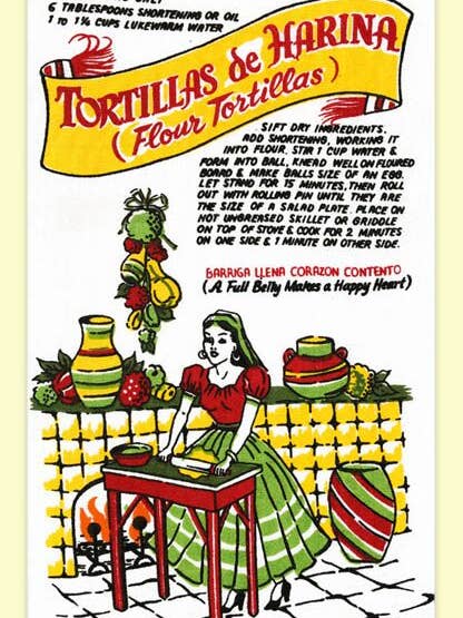 Tortilla Retro Flour Sack Kitchen Tea Towel for wholesale by Red and White Kitchen Company